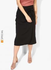 Mango Black Solid Pencil Mini Skirt women