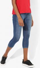 Mango Blue Washed Capri women