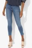 Mango Blue Washed Mid Rise Regular Fit Jeans Women