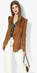 Mango Brown Solid Shrug women