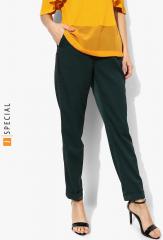 Mango Green Solid Coloured Pant women