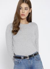 Mango Grey Melange Solid Pullover women