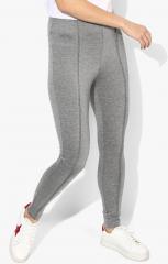 Mango Grey Self Design Leggings women