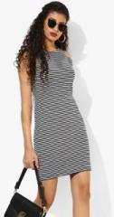 Mango Navy Blue Coloured Striped Shift Dress women