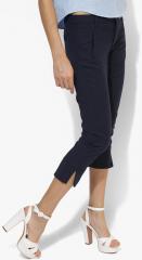 Mango Navy Blue Solid Capri women