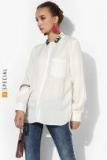 Mango Off White Solid Shirt Women