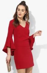 Mango Red Coloured Solid Shift Dress women