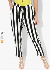 Mango White Striped Slim Fit Coloured Pant women