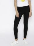 MANGO Women Black Solid Ankle Length Leggings