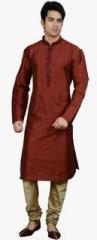 Manish Creations Solid Maroon Kurta Set With Churidar men