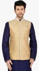 Manyavar Beige Printed Waistcoat men