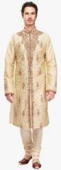 Manyavar Beige Solid Kurta Pyjama men