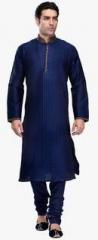 Manyavar Blue Solid Kurta Pyjama men