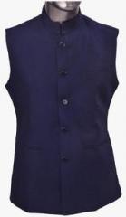 Manyavar Blue Solid Waistcoat men