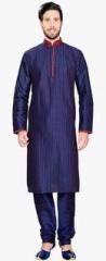 Manyavar Blue Striped Kurta Pyjama men