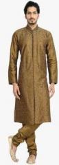 Manyavar Brown Printed Kurta Pyjamas men