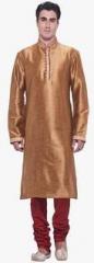 Manyavar Golden Solid Kurta Pyjama men