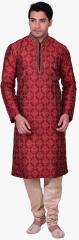 Manyavar Maroon Embroidered Kurta Pyjama men