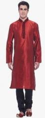 Manyavar Maroon Printed Kurta Pyjama men