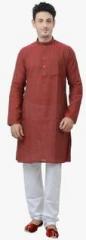 Manyavar Maroon Solid Kurta men