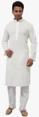 Manyavar White Solid Kurta Pyjama men