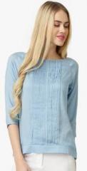 Marie Claire Light Blue Solid Blouse women