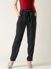 Marie Claire Navy & White Original Fit Striped Peg Trousers women