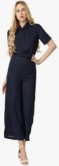 Marie Claire Navy Blue Solid Jumpsuit women