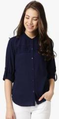 Marie Claire Navy Blue Solid Shirt men