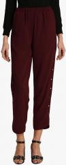 Marie Claire Wine Solid Coloured Pants women