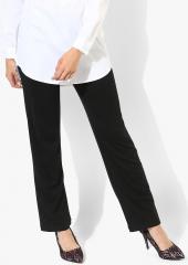 Marks & Spencer Black Solid Regular Fit Coloured Pants women