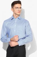 Marks & Spencer Blue Checked Regular Fit Formal Shirt men