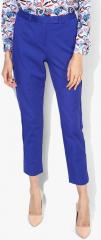 Marks & Spencer Blue Solid Mid Rise Slim Fit Chinos women