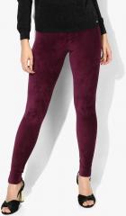 Marks & Spencer Burgundy Solid Leggings women