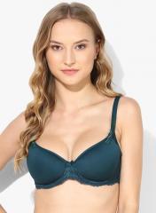 Marks & Spencer Green Solid Underwired Lightly Padded Bra women