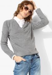 Marks & Spencer Grey Melange Solid Pullover women