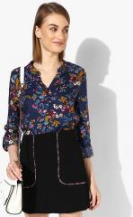 Marks & Spencer Navy Blue Printed Blouse women