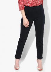 Marks & Spencer Navy Blue Slim Fit Solid Regular Trouser women