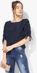 Marks & Spencer Navy Blue Solid Blouse women