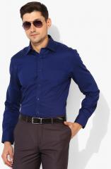 Marks & Spencer Navy Blue Solid Regular Fit Formal Shirt men