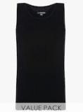 Marks & Spencer Pack Of 2 Black Solid Innerwear Vest Men