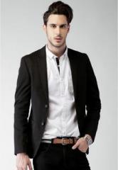 Mast & Harbour Black Solid Blazer men