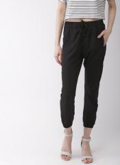 Mast & Harbour Black Solid Regular Fit Joggers women