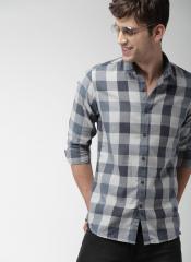 Mast & Harbour Blue & Grey Regular Fit Checked Casual Shirt men