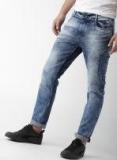 Mast & Harbour Blue Slim Slim Fit Mid Rise Mildly Distressed Stretchable Jeans Men