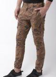 Mast & Harbour Brown Regular Fit Printed Cargos men