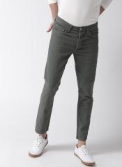 Mast & Harbour Green Slim Fit Solid Denim Trousers men