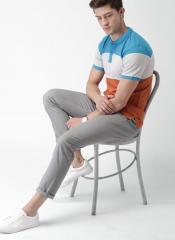 Mast & Harbour Grey Slim Fit Solid Chinos men