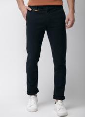 Mast & Harbour Navy Blue Slim Fit Solid Chinos men