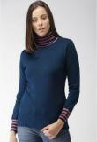 Mast & Harbour Navy Blue Solid Sweater Women